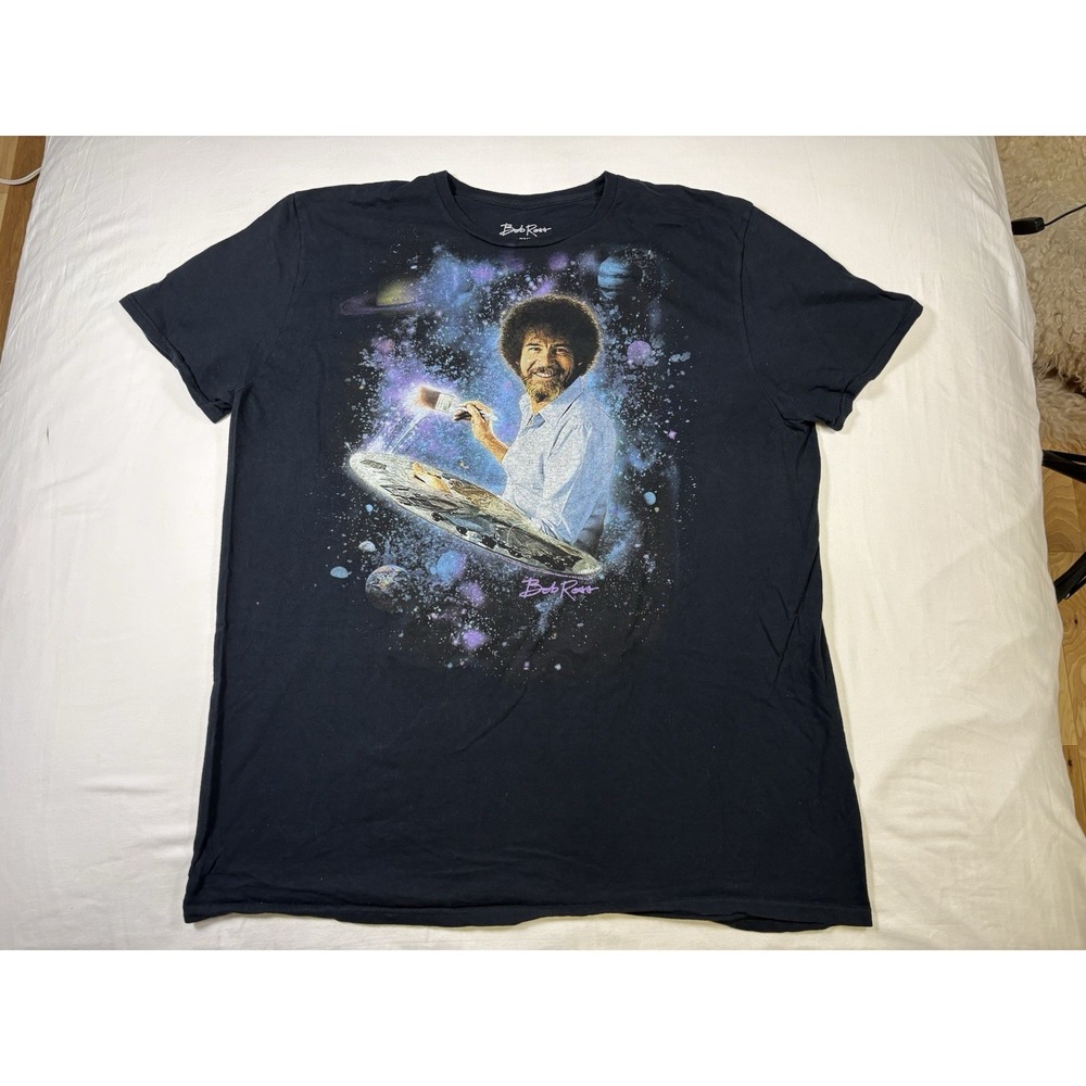 Bob Ross Galaxy Graphic T Shirt Mens 2XL Black Cosmic Painter Art TV Show Tee